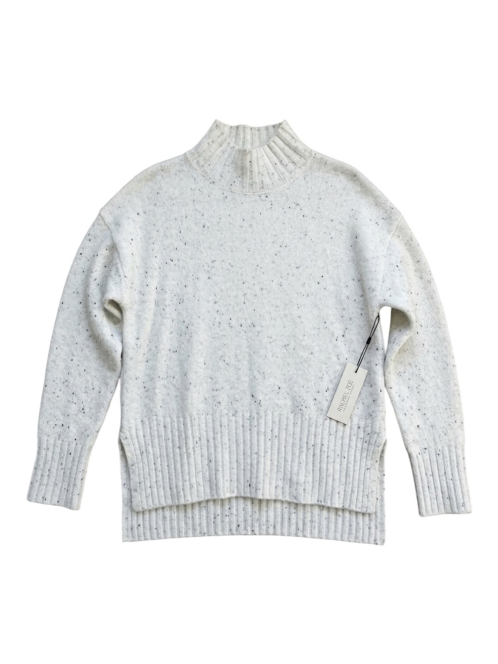 NWT Rachel Zoe Cream Speckled Mock Neck Knit Sweater Cozy Fall Winter Sz M